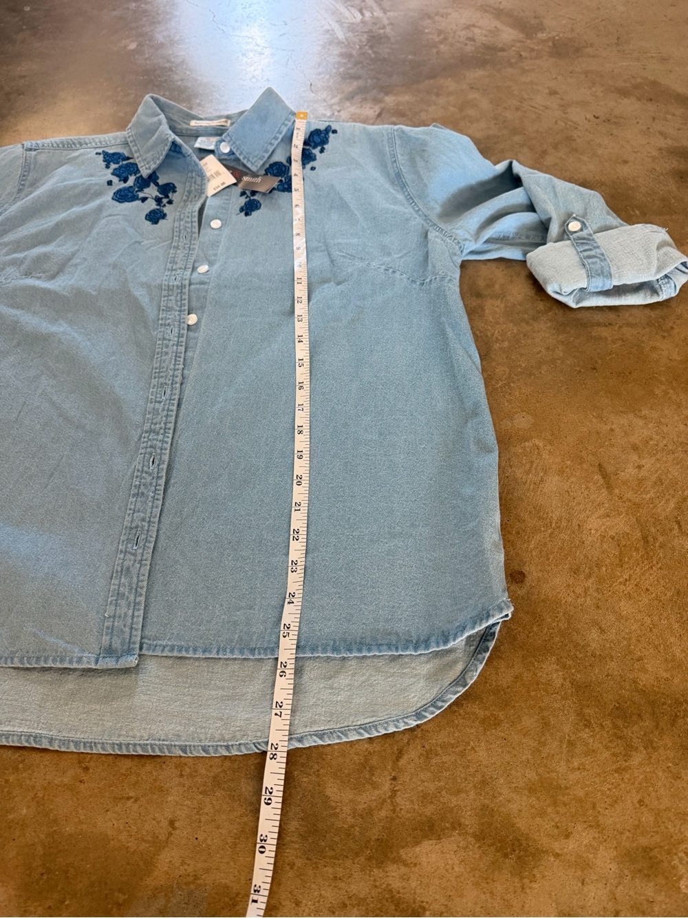 NWT Hasting & Smith Embroidered Denim Button Up Shirt XL Pumpkin Patch Fall - Picture 7 of 9